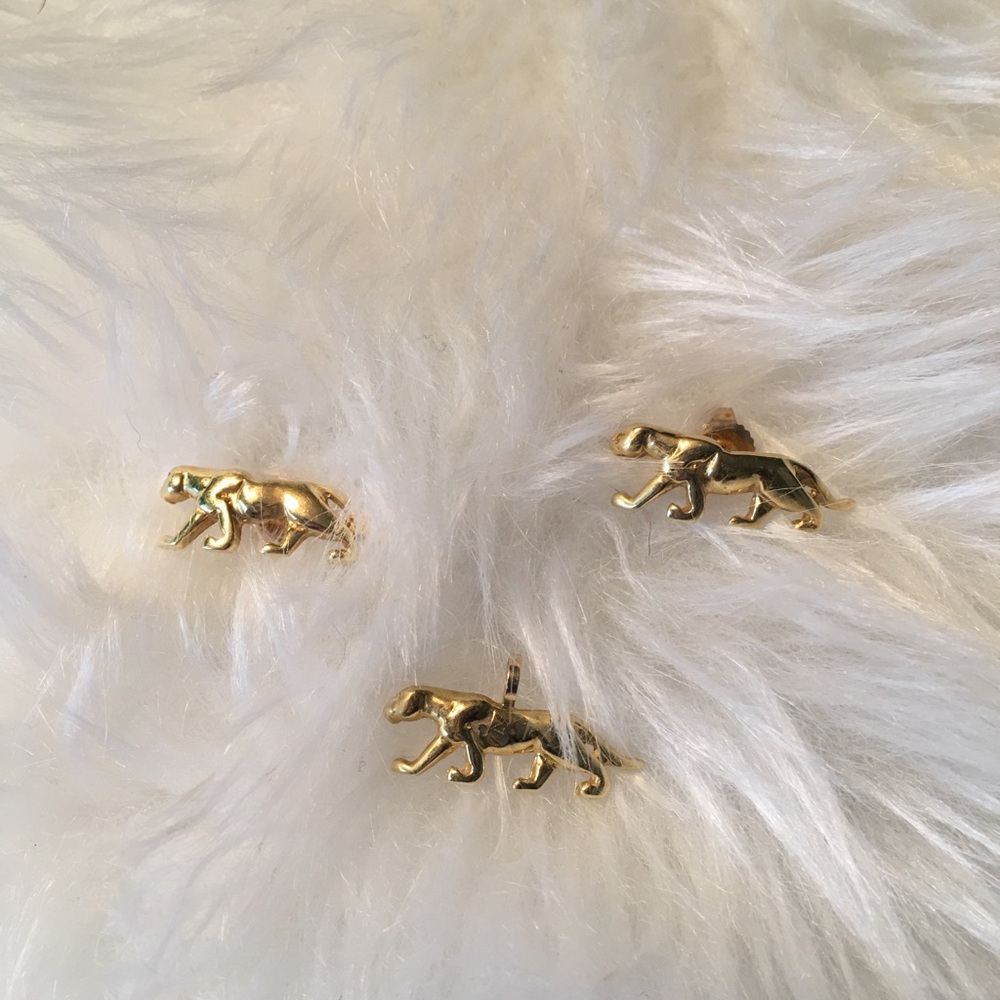 18k Gold Panther Pendant and Earrings Set